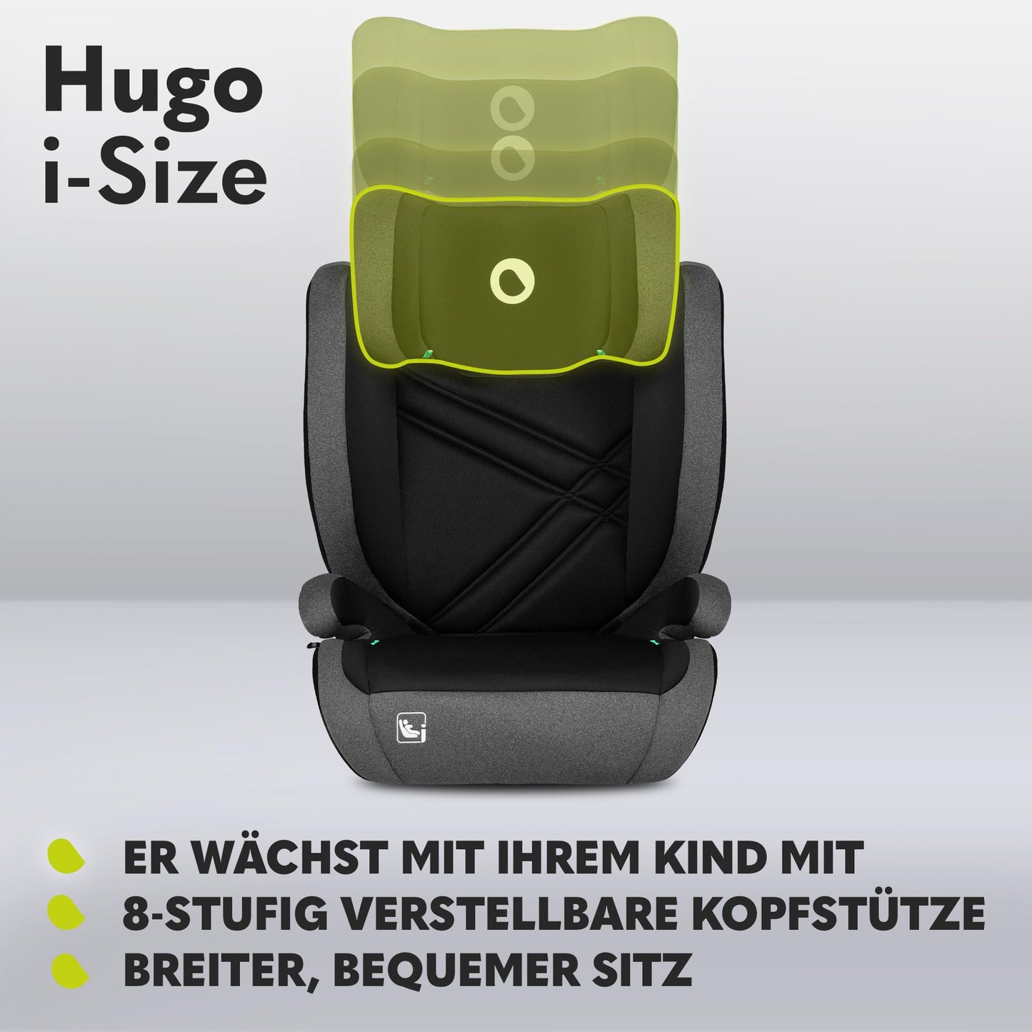 Lionelo Hugo i-Size Kinderautositz, 8-fach verstellbare Kopfstütze