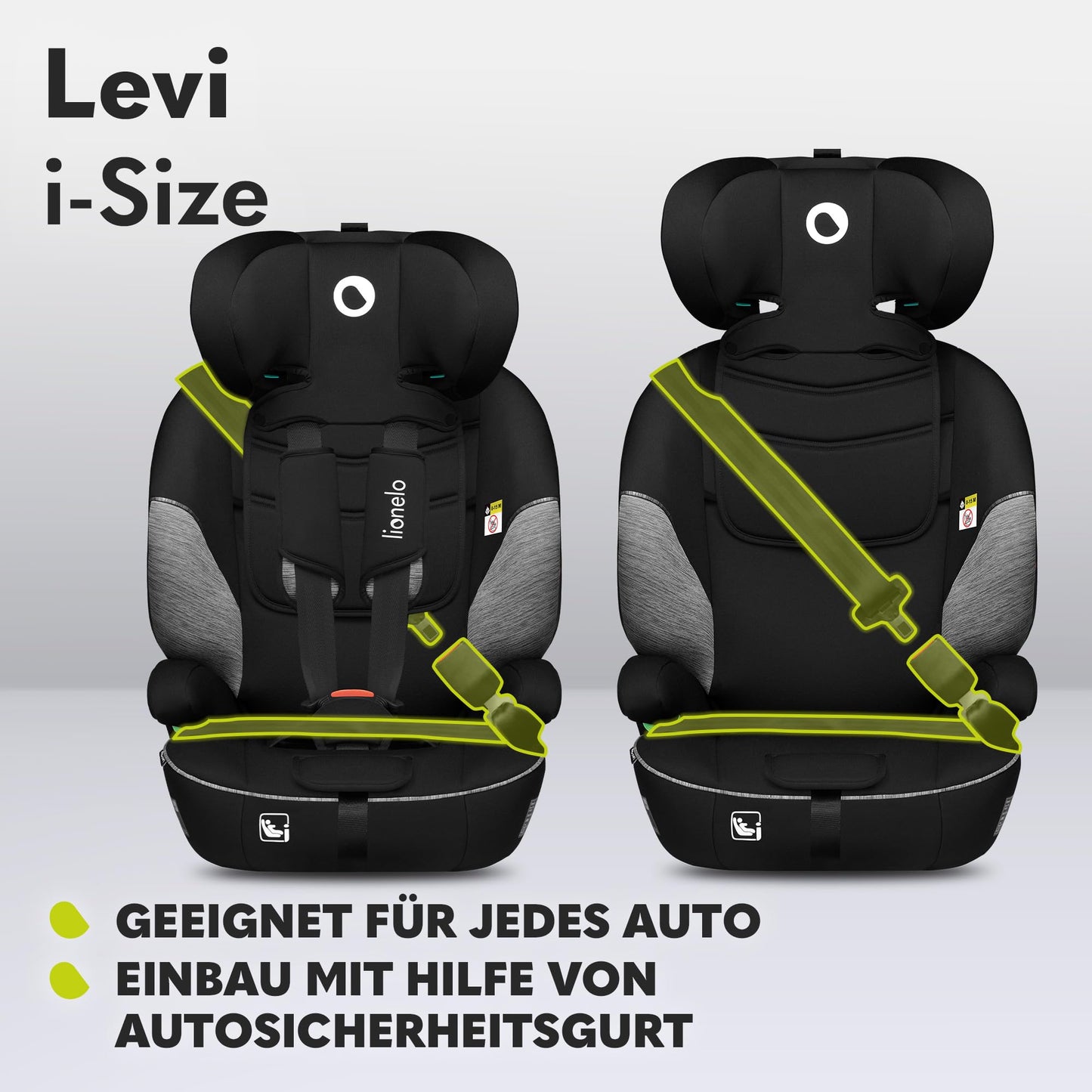 Lionelo Levi i-Size Autositz mit 5-Punkt-Gurt & Seitenschutz