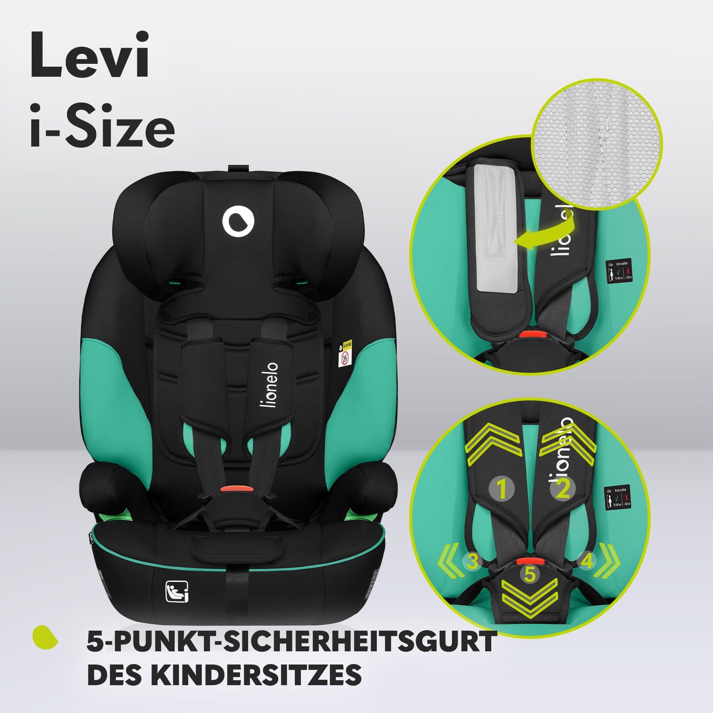 Lionelo Levi i-Size Kindersitz 76-150 cm, 15 Monate bis 12 Jahre