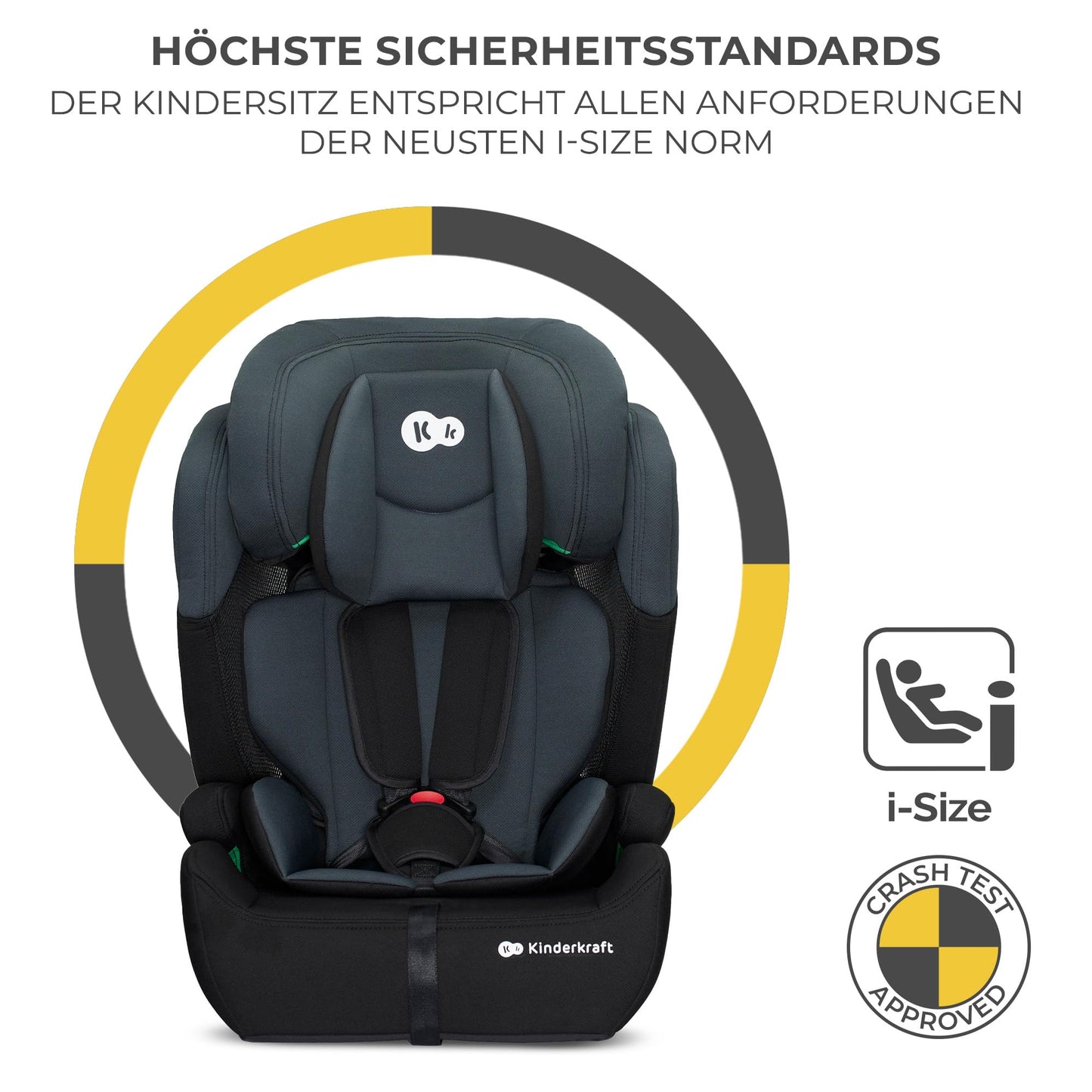 Kinderkraft COMFORT UP I-SIZE Kindersitz Schwarz, 76-150 cm