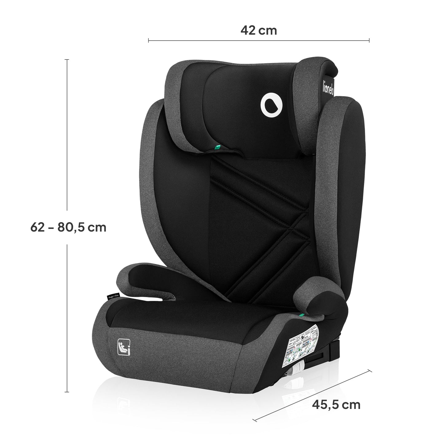 Lionelo Hugo i-Size Kinderautositz, 8-fach verstellbare Kopfstütze