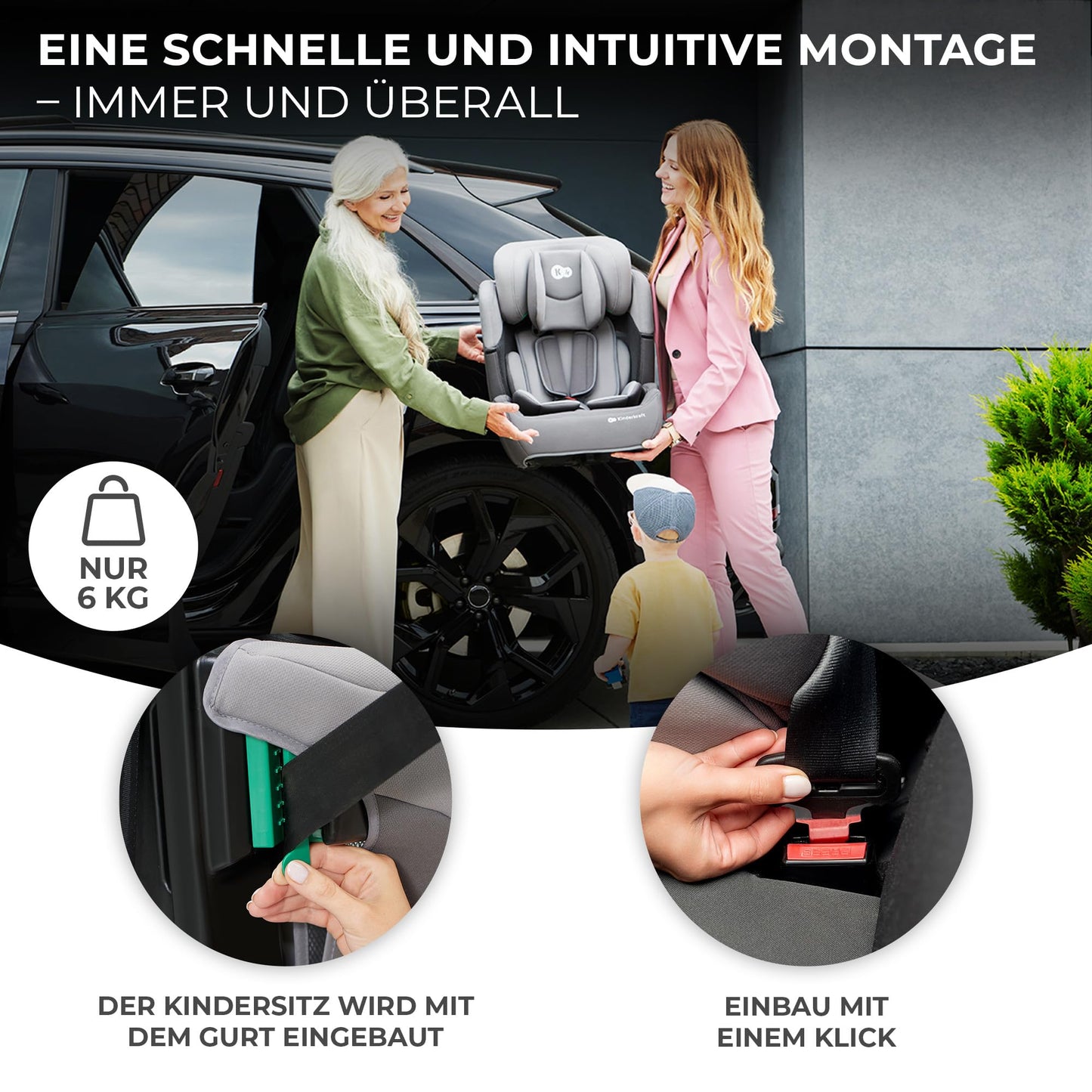 Kinderkraft COMFORT UP I-SIZE Kindersitz Schwarz, 76-150 cm