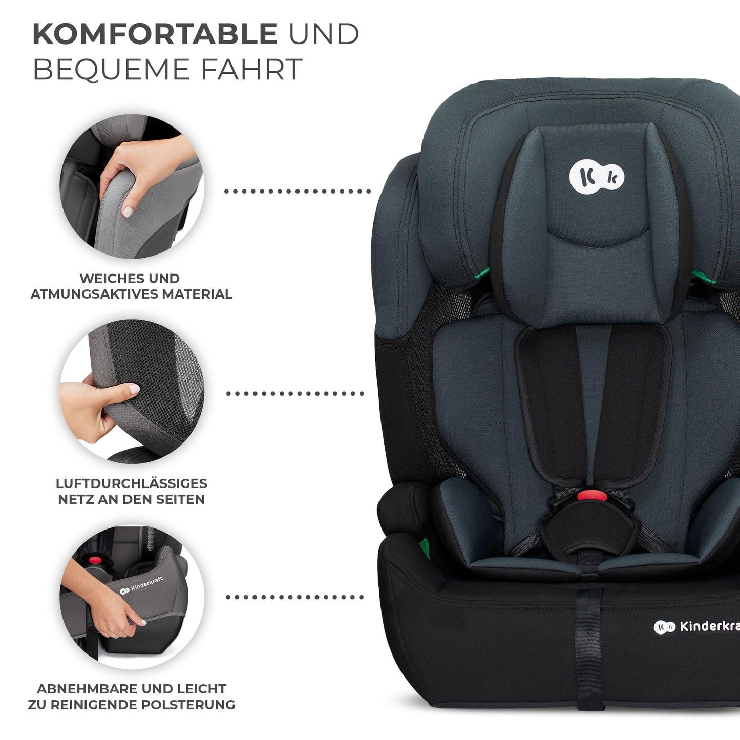 Kinderkraft COMFORT UP I-SIZE Kindersitz Schwarz, 76-150 cm