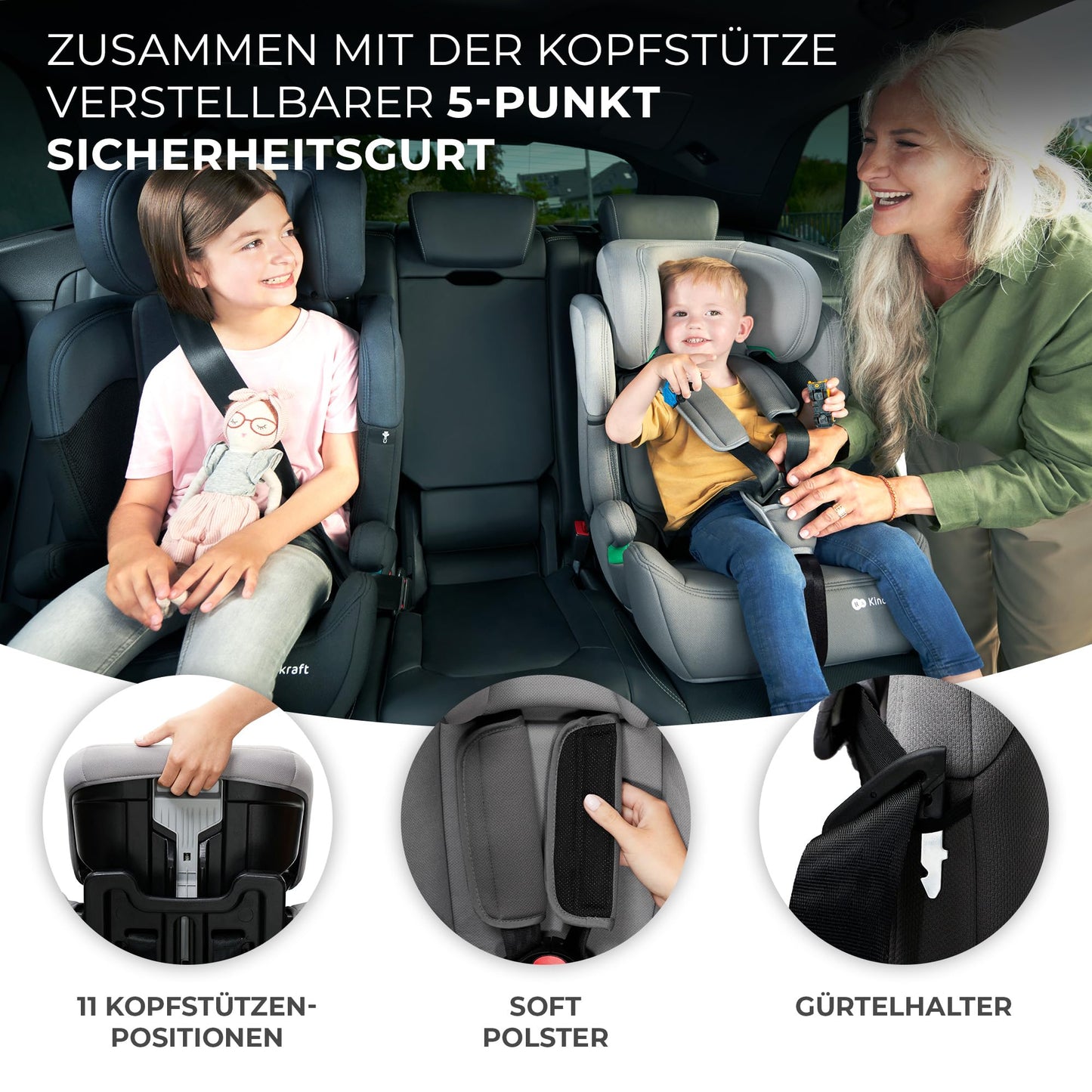 Kinderkraft COMFORT UP I-SIZE Kindersitz Schwarz, 76-150 cm