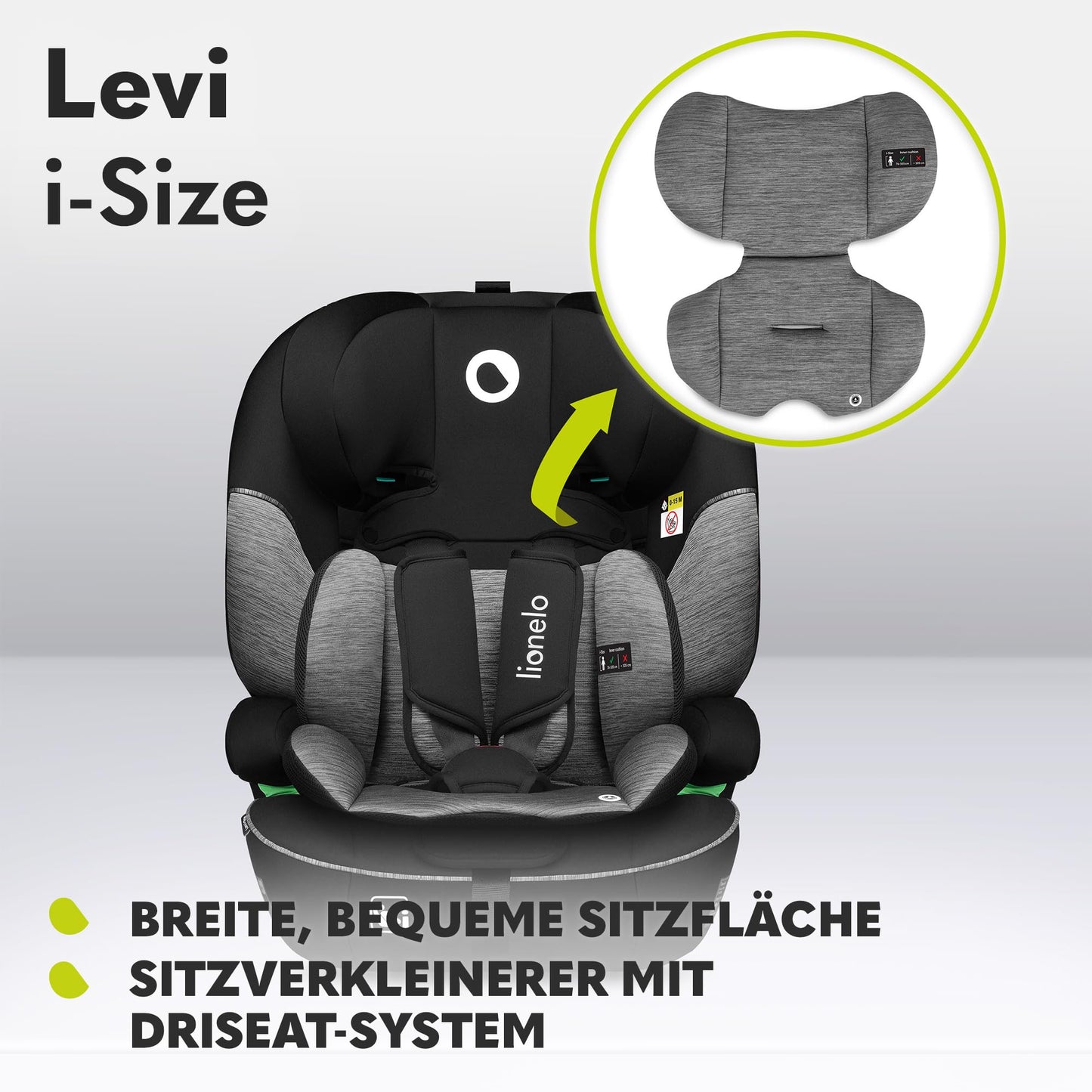Lionelo Levi i-Size Autositz mit 5-Punkt-Gurt & Seitenschutz